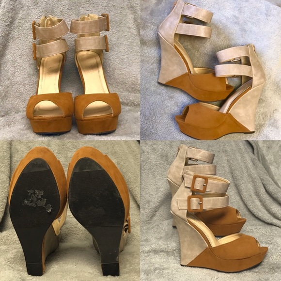 Liliana Monaco Two Tone Strappy Wedges Platform - Picture 3 of 9